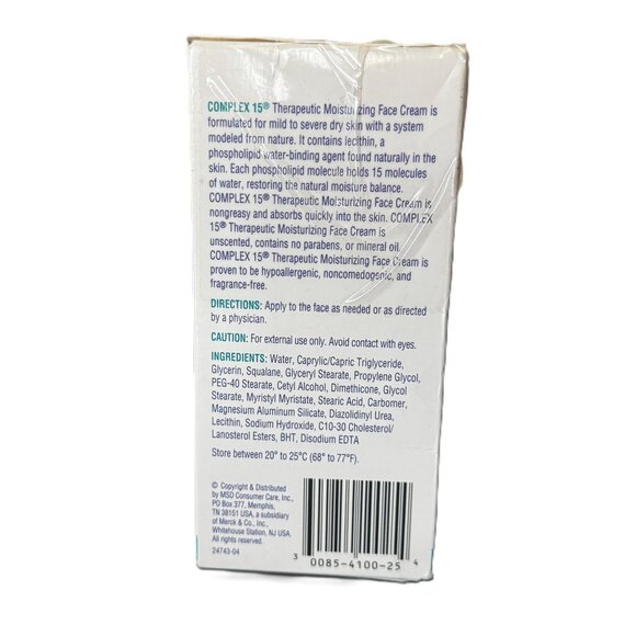 COMPLEX 15 Therapeutic Moisturizing Face Cream with Phospholipids 2.5 oz - Picture 2 of 2